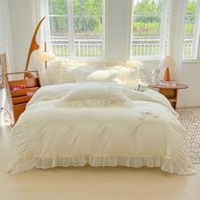 Chic Lace Bedding with Lovely Bow-Romantic Ruffle Duvet Cover Set, 2 Piece Co...
