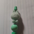 Green Decorative Beaded Ballpoint Pen White Pom-Pom Topper Black Ink Plastic — photo 3