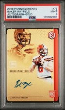 2018 Baker Mayfield Panini Elements Rookie RC Autograph Gold 1/25 PSA 9