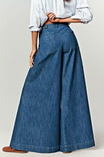NWT Anthropologie PILCRO Wide Leg High Rise PALAZZO DARK DENIM JEANS 28