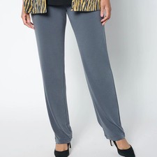 Susan Graver Essentials Size 3X Tall Sleek Grey Liquid Knit Straight Leg Pants