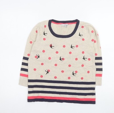 Marks and Spencer Per Una Damen Beige Gepunktet Top Größe 12