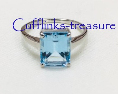 Natural Blue topaz Gemstone with 925 sterling Silver Ring For Women's #566