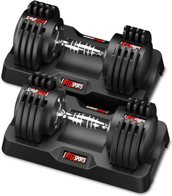 Schwarze verstellbare Rotation Gewicht Fitness Hanteln 2 x 12 kg - Paar Set (24 kg Gesamt)