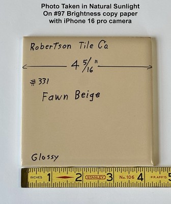 1 pc. Fawn Beige: 4-5/16'' Glossy Ceramic Tile, by Robertson Tile Co. light brown