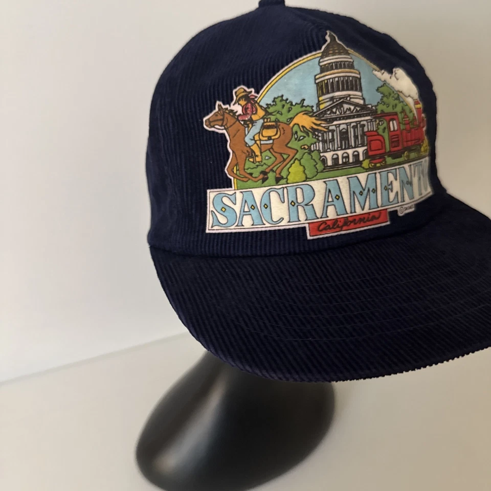 De colección Smith Western Sacramento California Pana Snap Back Sombrero Azul Algodón Foto 2 de 4