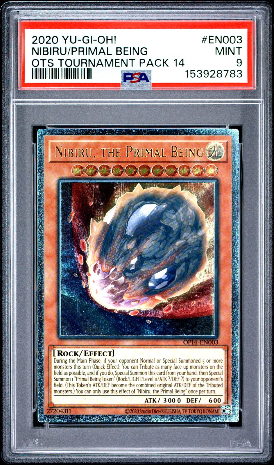 2020 YU-GI-OH! OTS TOURNAMENT PACK 14 #EN003 NIBIRU, THE PRIMAL BEING PSA 9