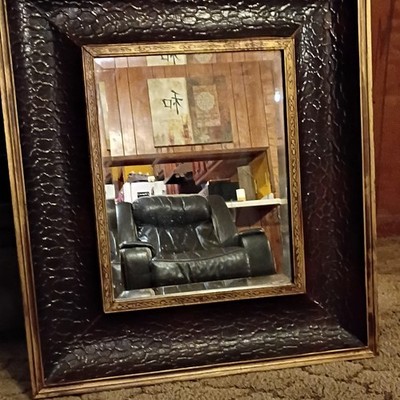 THREE Brown Gold Rectangular Accent Mirror Textured Frame Wall Mounted