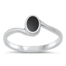 Minimalist Black Onyx Polished Ring New .925 Sterling Silver Band Sizes 4-10