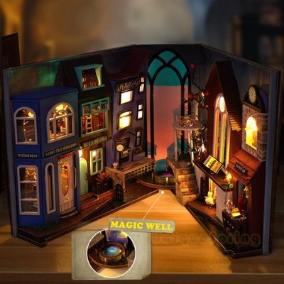 Book Nook Kit Magical Miniature World DIY 3D Wooden Puzzle Magic Shelf Insert