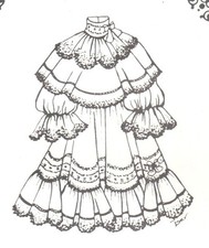 SEWING PATTERN fits 17-18" DOLL DRESS German French Antique design BJD 660