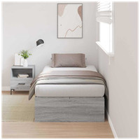 Storage Bed Frame Grey Sonoma 100x200cm Engineered Wood Lift-Up Hidden StorageS