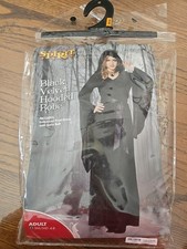 Black Velvet Hooded Robe Gothic Witch Spirit Adult Small 4-8 Halloween Costume