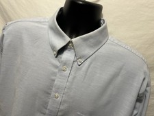 Stafford Mens Travel Blue WF Oxford Shirt Sz 18 34-35 Cotton Blend Regular A7
