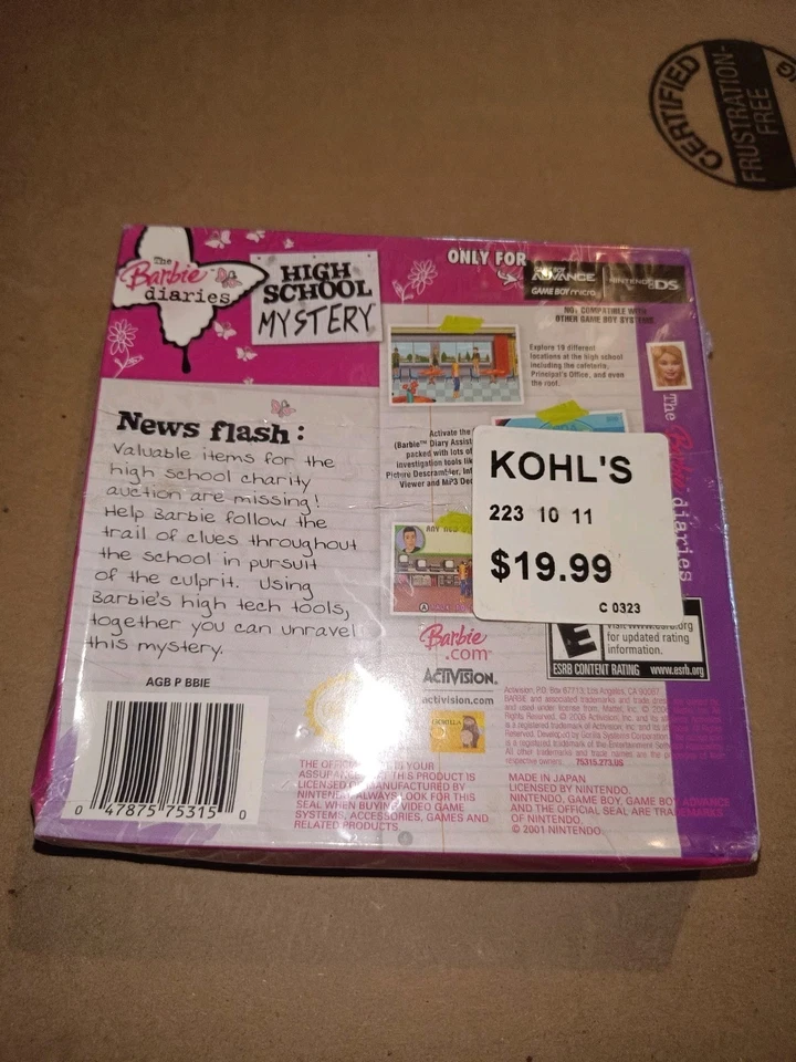 The Barbie Diaries: High School Mystery (Game Boy Advance GBA) Brand New Sealed - Image 2 of 2