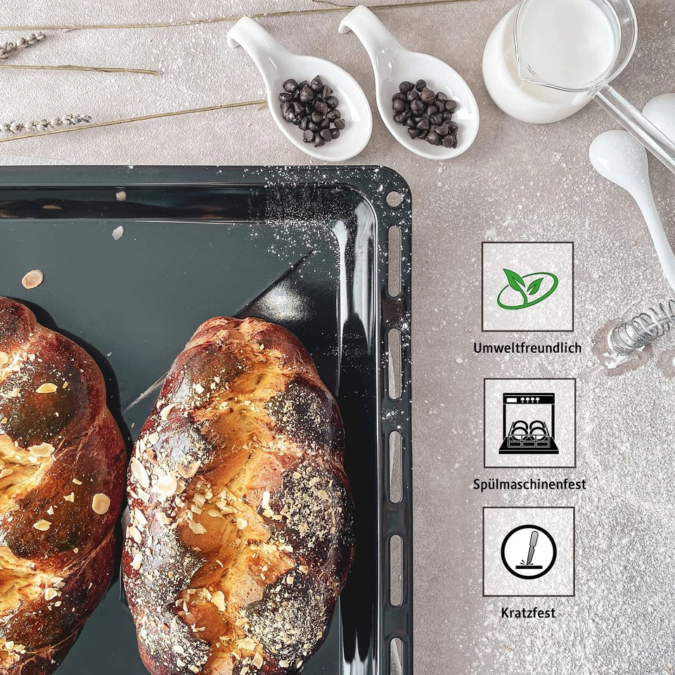 Backbleche mm 465 x 370 x 30 mm 2er Set Emailliert Fettpfanne Verchromt Backo... - Bild 4 von 4