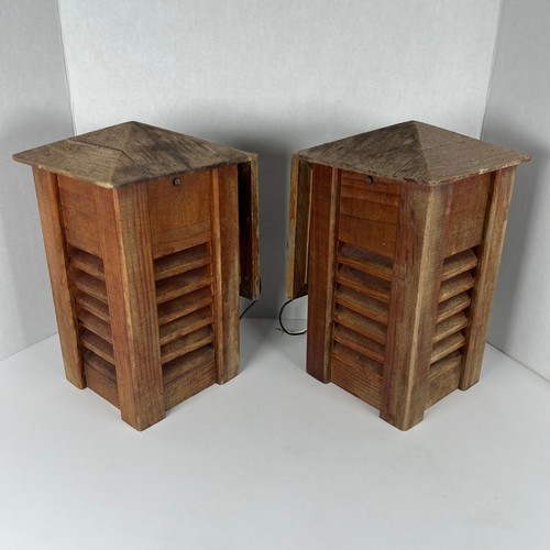 Idaho Wood Lighting Cedar Wall Sconces Pair Rustic Outdoor Louvered Lanterns