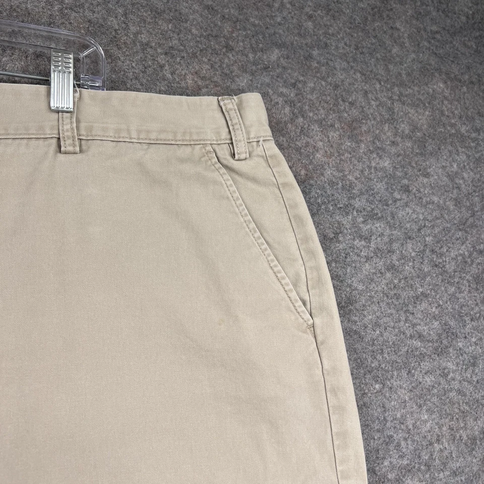 Shorts Nautica Masculino 42W Cáqui Bege Chino Frente Plana Algodão Zíper Mosca Sarja Casual - Imagem 3 de 4