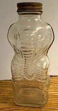 Vintage Glass Grapette Elephant Figural Bottle w/ Metal Slotted Screw Cap