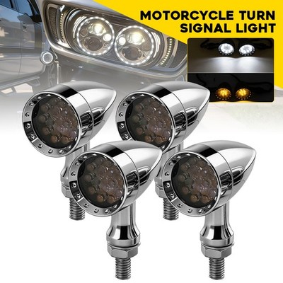 4Pcs Chrome Motorcycle LED Turn Signal Lights For Hyosung GV650 Front Running