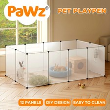 Pawz Pet Playpen 12 Panels Portable Plastic Small Animal Rabbit Guinea Pig Pen