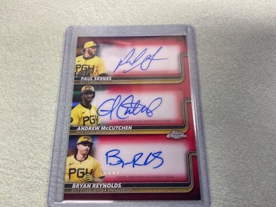 2025 TOPPS CHROME PAUL SKENES MCCUTCHEN REYNOLDS RED TRIPLE AUTO #3/5 SSP