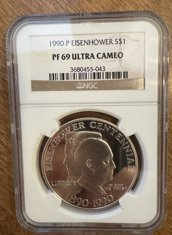 1990-P Eisenhower Centennial Commemorative Silver Dollar $1 NGC PF-69 UC
