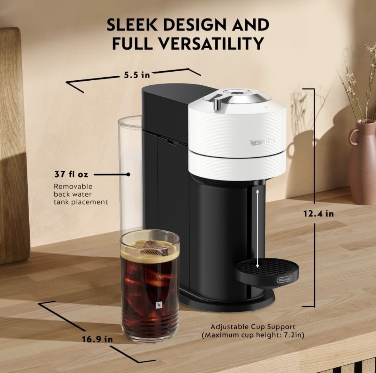 Nespresso Vertuo Next Deluxe Coffee & Espresso Machine Bluetooth & Wi-Fi - White