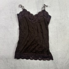 Y2K Toska Brown Lace Camisole Cami Sleeveless Tank Top Women's Large USA Made