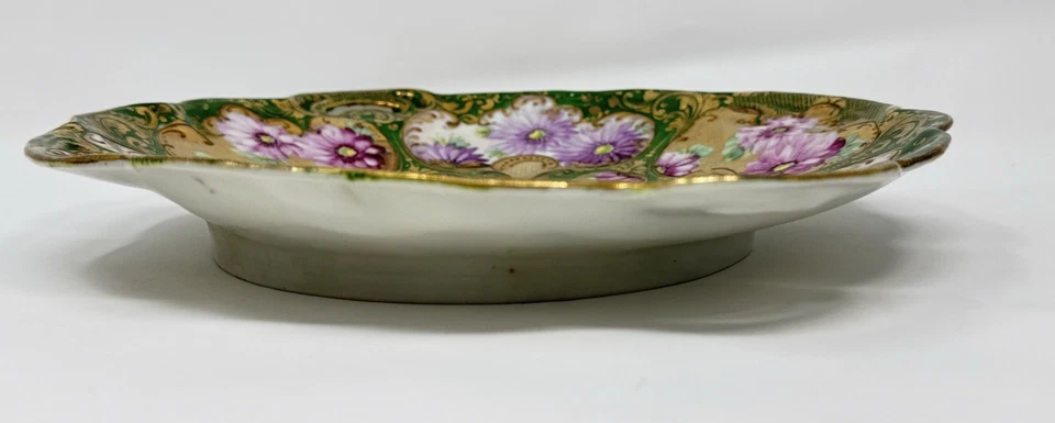 Antiguo plato real sin marca Nippon Moriage dorado rosa floral rosa 11 pulgadas Foto 4 de 4