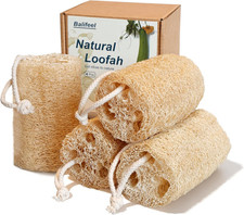 Organic Natural Loofah Sponges 4.7'' Luffa Spa,Pack of 4 Exfoliating  Smooth Sk