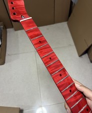Red 22 fret flame Maple Electrick Guitar neck gloss 25.5 in for parts