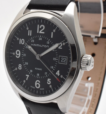 NEAR MINT] HAMILTON KHAKI H685510 40mm Black Dial Date Qz Men
