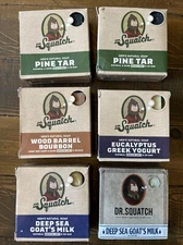 Dr. Squatch Men's Natural Soap Pine Tar Wood Barrel Bourbon Eucalyptus Goat LOT
