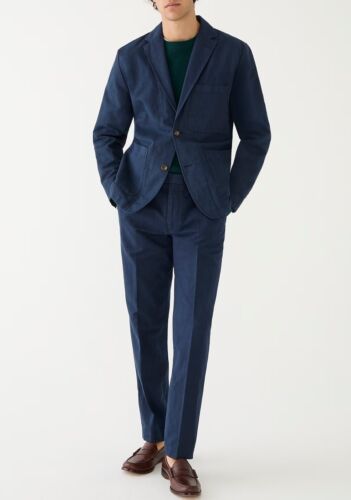 J.CREW Traje Chaqueta y Pantalones Azul Marino Blazer Algodón Lino Chino 40 34 Conjunto Completo Informal - Imagen 2 de 15