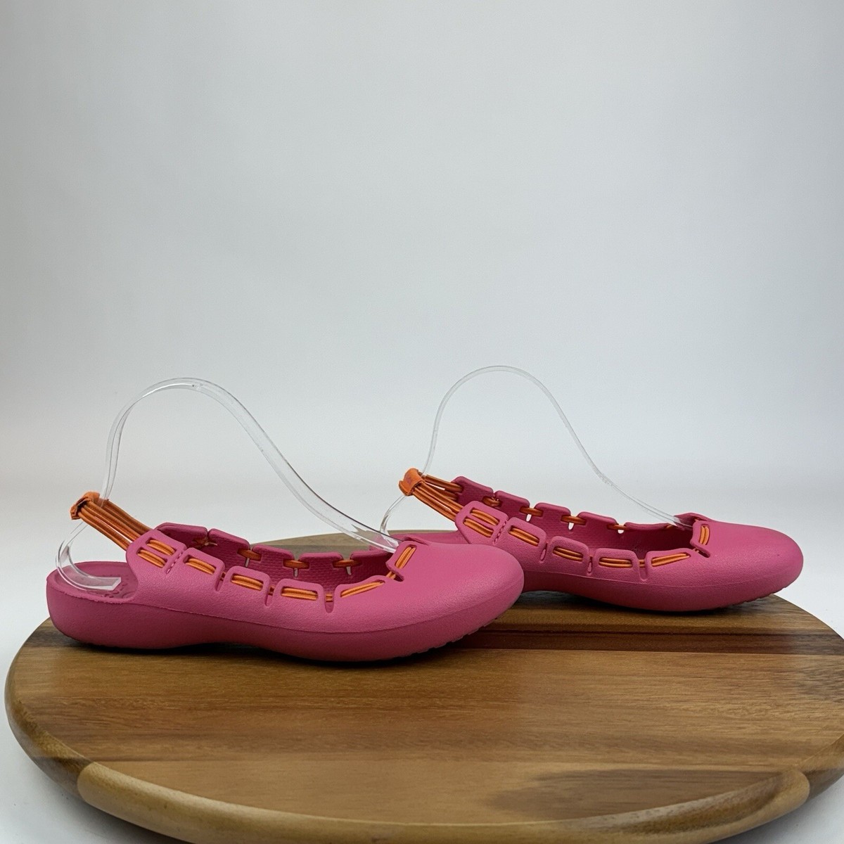 Womens Crocs Springi Pink Slingback Bungee Comfort Ballet Flats Shoes Size  M