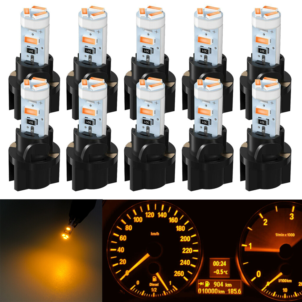 10X Amber T5 74 LED Instrument Gauge Cluster Dash Light Bulbs 73 w