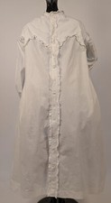 CIVIL WAR 1860  S WHITE MORNING WRAPPER DRESS W RUFFLE TRIMS