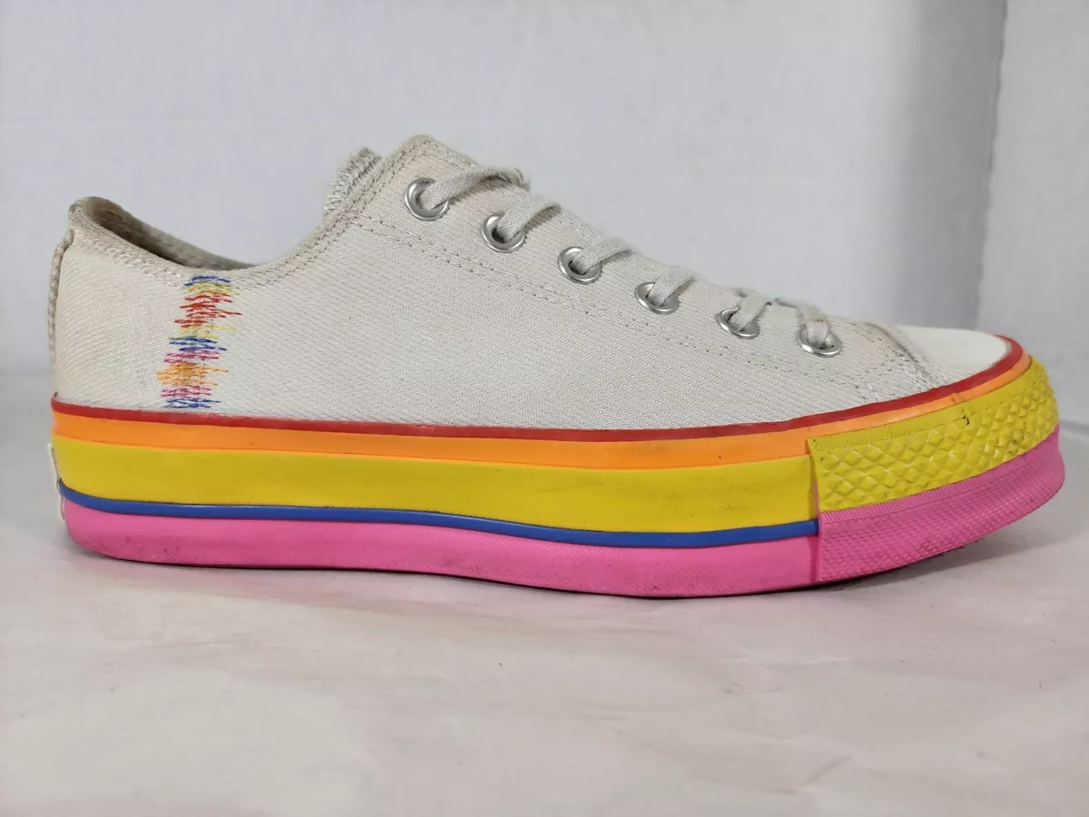 Converse Chuck Taylor All Star Lift Ox Rainbow Platform Sneakers Womens Sz 9.5