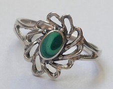 Ring Malachit Cabochon 925 Silber Vintage 80er ring silver