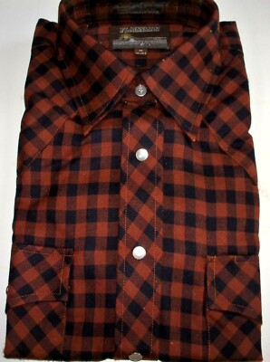 NEW Men s Plainsman Long Sleeve Flannel Shirt Size M 15-151/2 Brown Black CK C9