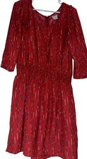 Urban Outfitters Cooperative 3/4 Sleeve Mini Dress Sz L Red W/ Ink Pen Print 
