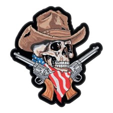 American Cowboy Skull With Guns Patch, Skull Back Patches