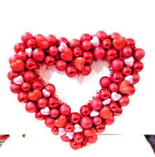 14" Valentine Heart Shaped Ornament Wreath
