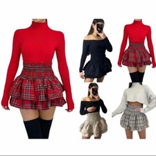 Ladies Frill Mini RARA Skirt Flouncy and Flirty Tartan Check Printed Skirt