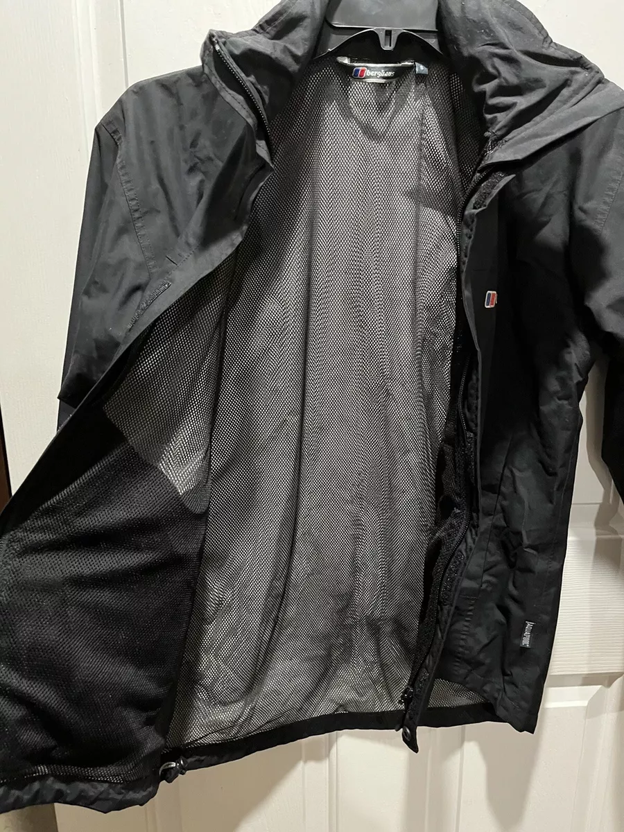 Berghaus Mens S Aqua Foil Black Jacket Hood Zip Up Windbreaker