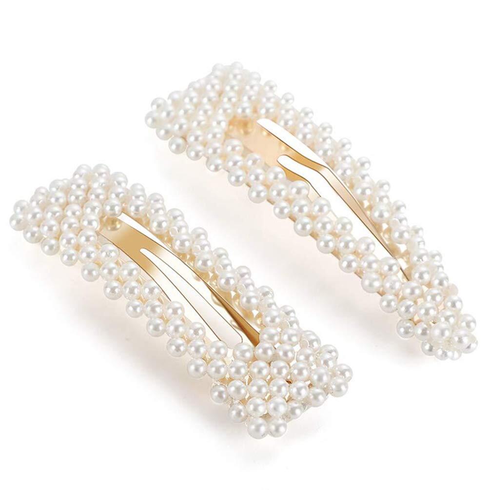 2Pcs Pearl Hair Clips Large Hair Pins Barrette Ties for Women Girl