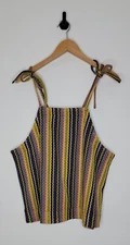 Madewell Texture & Thread Tank Top Women's Size XL Retro Yellow Blue Hippie