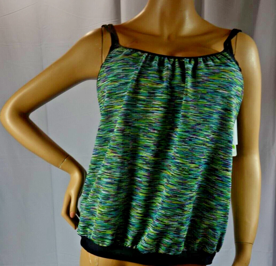 NWT $78 Next 32B/C & 32B/C Cup Black Teal Blousey Tankini Swimsuit Top #NE33275M - Image 2 of 4
