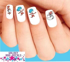 Waterslide Nail Decals - Set of 20 Cat in the Hat, Fish, Thing 1 & 2  Assorted